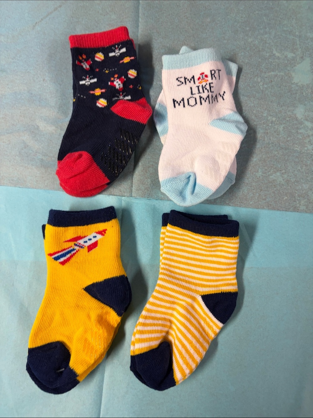 Baby Sock Set - Yellow Rocket & 'Smart Like Mommy' Accent
